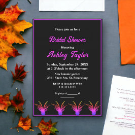 Invitación Elegante ducha de novias de neón blanco negro