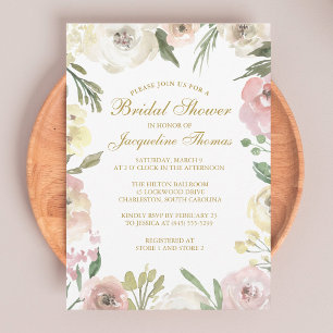 Invitación Elegante ducha de novias de oro floral de color ro