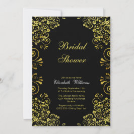 Invitación Elegante ducha de novias de oro negro