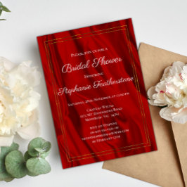 Invitación Elegante ducha de novias de seda roja