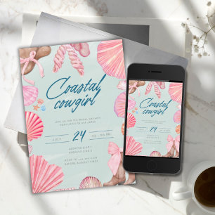 Invitación Elegante ducha de novias de vaquera costera