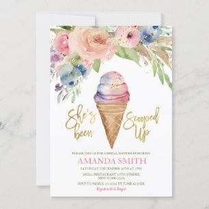 Invitación Elegante ducha de novias de verano con helados de