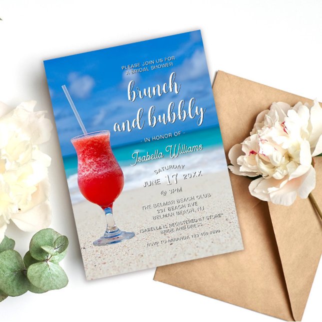 Invitación Elegante ducha de novias de verano en Ocean Beach (Subido por el creador)