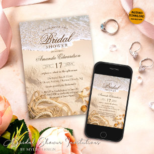 Invitación Elegante ducha de novias de verano en Ocean Beach