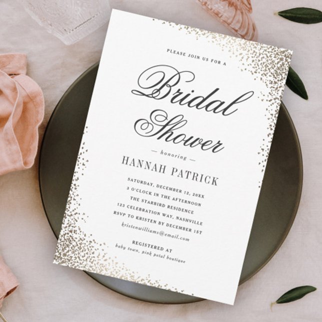 Invitación Elegante ducha de novias doradas (Subido por el creador)