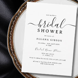 Invitación Elegante ducha de novias en blanco y negro