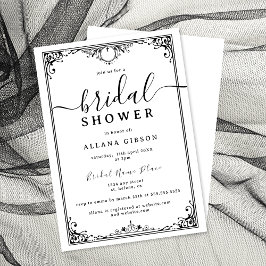 Invitación Elegante ducha de novias en blanco y negro