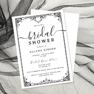 Invitación Elegante ducha de novias en blanco y negro