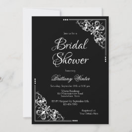 Invitación Elegante ducha de novias en blanco y negro