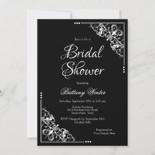 Invitación Elegante ducha de novias en blanco y negro