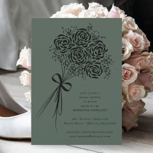 Invitación Elegante ducha de novias en el Bouquet de Rosas Ne