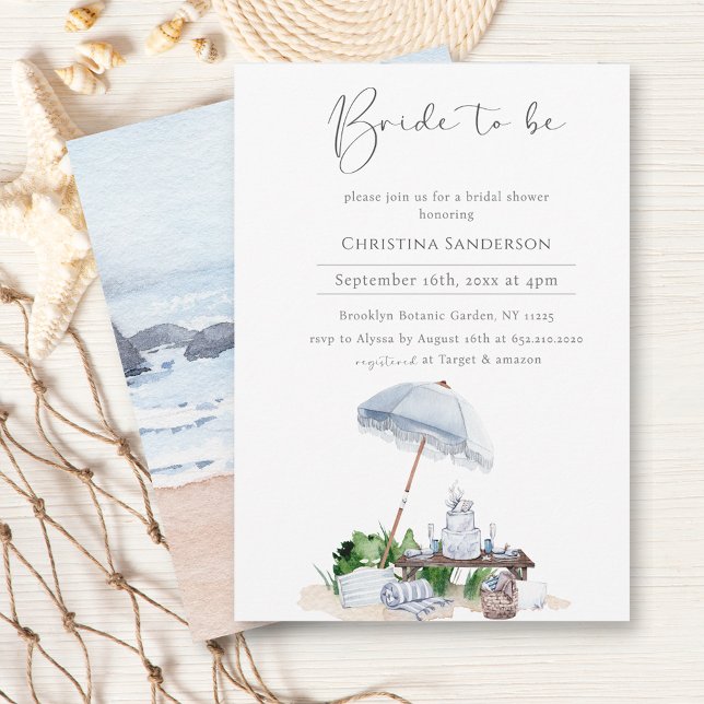 Invitación Elegante ducha de novias en la playa costera salva (Subido por el creador)