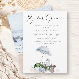 Invitación Elegante ducha de novias en la playa costera salva