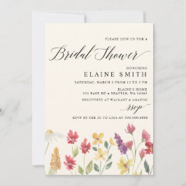 Invitación Elegante ducha de novias en verano con flores silv