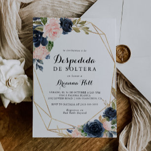 Invitación Elegante ducha de novias española floral de invier