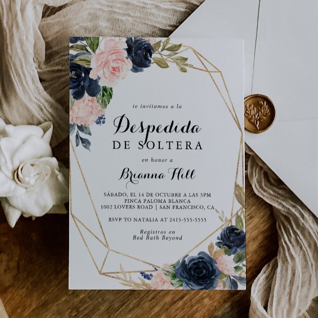 Invitación Elegante ducha de novias española floral de invier (Subido por el creador)