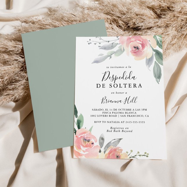 Invitación Elegante ducha de novias española floral de Rubor  (Subido por el creador)