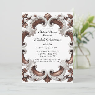 Invitación Elegante ducha de novias estilo rococó barroco