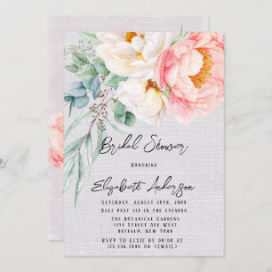 Invitación Elegante ducha de novias Eucalyptus Pink Peonies