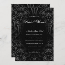 Invitación Elegante ducha de novias gótica gótica gótica negr