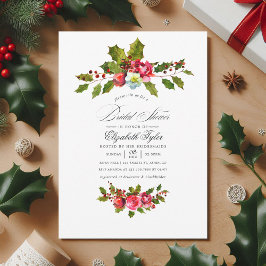 Invitación Elegante ducha de novias Holly y Navidades de marf