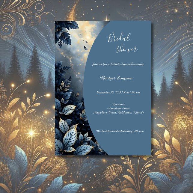 Invitación Elegante ducha de novias Midnight Blue & Gold Fore (Subido por el creador)