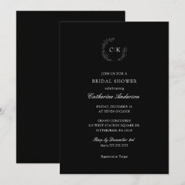 Invitación Elegante ducha de novias monograma