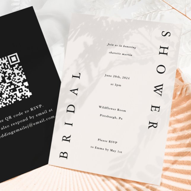 Invitación Elegante ducha de novias negra y de taupe (Subido por el creador)