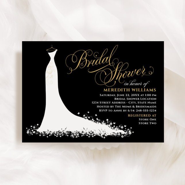 Invitación Elegante ducha de novias negras y Bodas de oro (Subido por el creador)