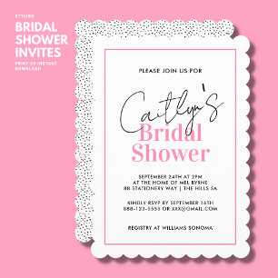 Invitación Elegante ducha de novias negras y rosadas