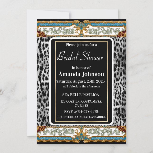 Invitación Elegante ducha de novias para la impresión de anim (Anverso)