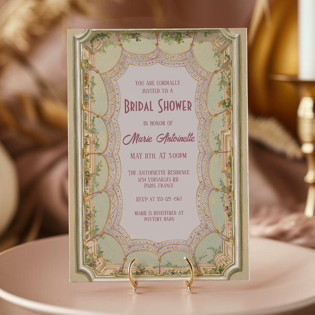 Invitación Elegante ducha de novias Pastel Rococo (Subido por el creador)