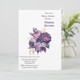 Invitación Elegante ducha de novias púrpura y magenta
