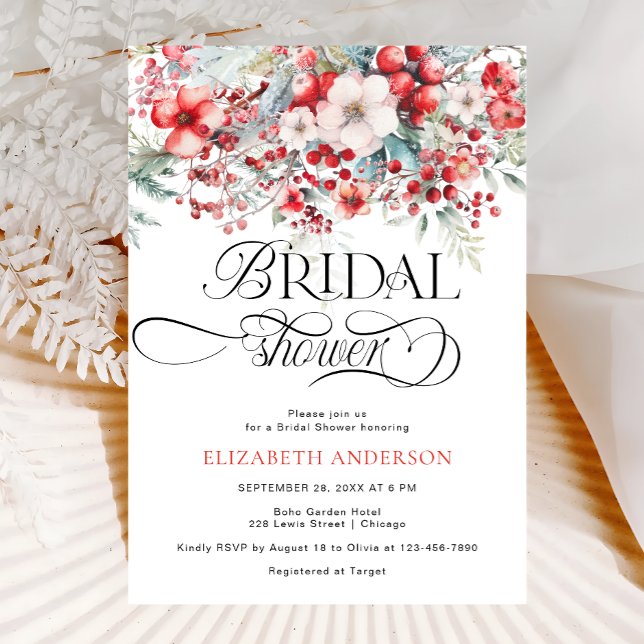 Invitación Elegante ducha de novias rojas y verdes (Subido por el creador)