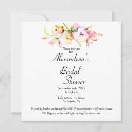 Invitación Elegante ducha de novias rosa floral