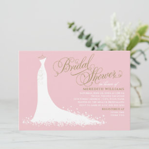 Invitación Elegante ducha de novias rosa y Boda dorada