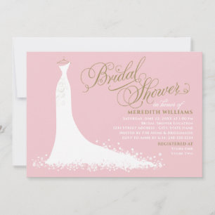 Invitación Elegante ducha de novias rosa y Boda dorada