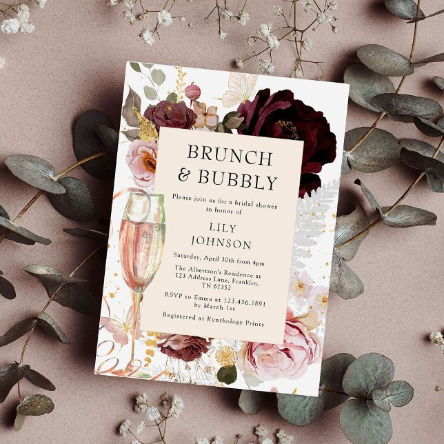 Invitación Elegante ducha de novias rosa y brunch (Subido por el creador)