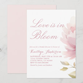 Invitación Elegante ducha de novias rosada Rubor Peony