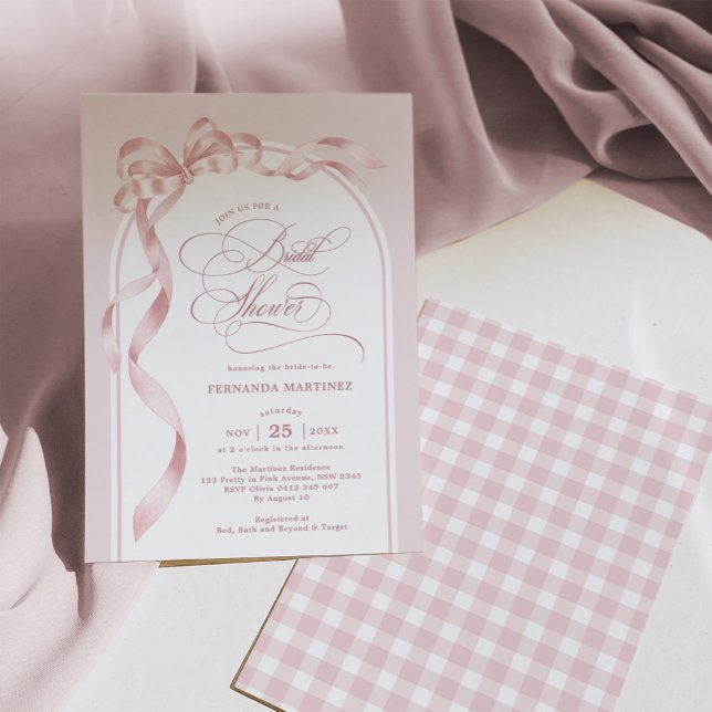 Invitación Elegante ducha de novias Rubor de cinta rosada (Subido por el creador)