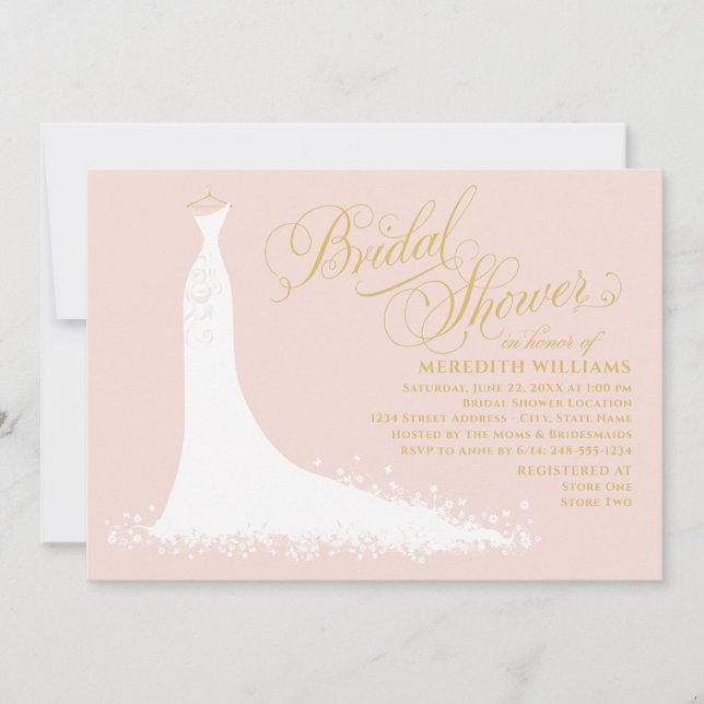 Invitación Elegante ducha de novias Rubor y Boda de oro (Anverso)