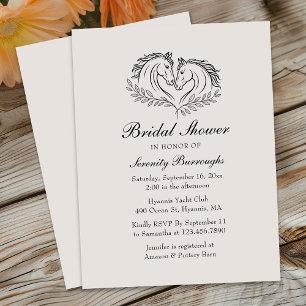 Invitación Elegante ducha de novias rústica de caballos occid