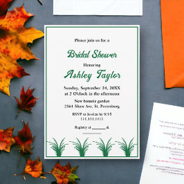 Invitación Elegante ducha de novias Rústica Verde Boho Fall