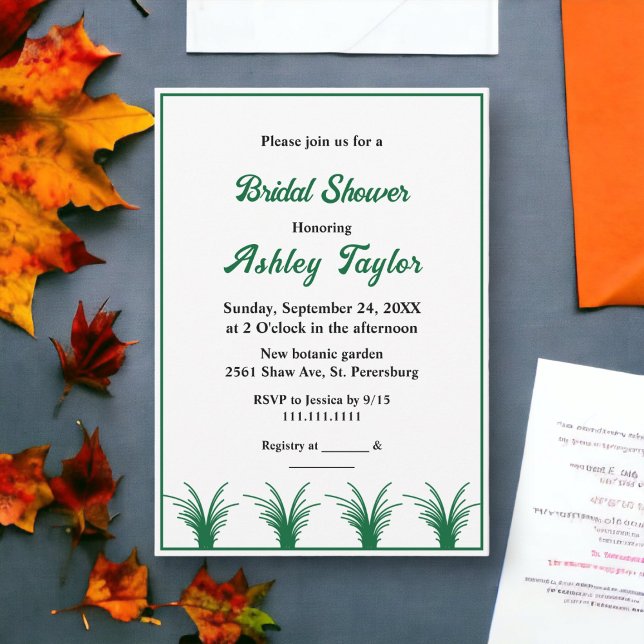 Invitación Elegante ducha de novias Rústica Verde Boho Fall (Subido por el creador)