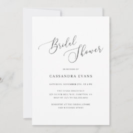 Invitación Elegante ducha de novias simple blanca y negra