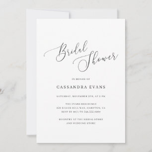 Invitación Elegante ducha de novias simple blanca y negra