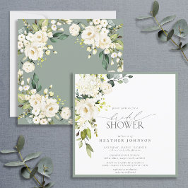 Invitación Elegante Ducha de Parejas de Agua Verde Gris Blanc