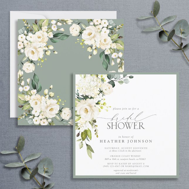 Invitación Elegante Ducha de Parejas de Agua Verde Gris Blanc (Subido por el creador)