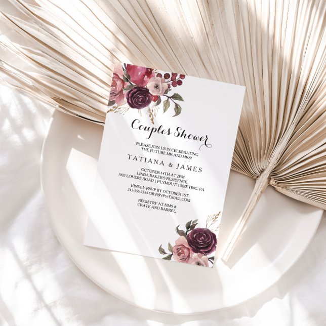 Invitación Elegante Ducha de Parejas Florales de Verano Borgo (Subido por el creador)