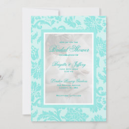 Invitación Elegante ducha de personalizado verde azulada dama
